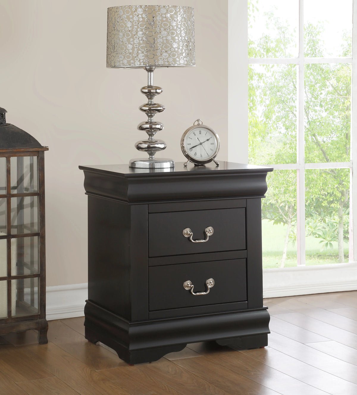 Vintage Wood Nightstand with Drawers F588