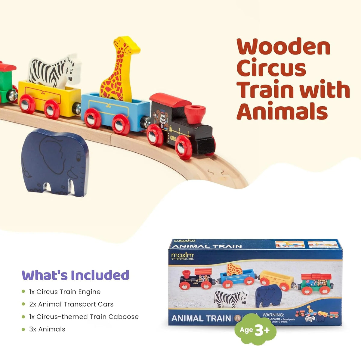 7 Piece Wooden Animal Train Set S784