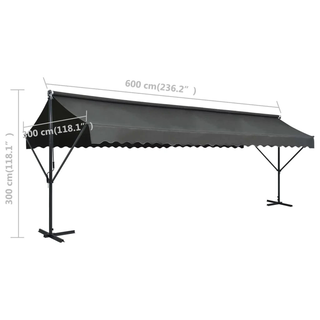Free Standing Awning 236.2"x118.1" Anthracite O2150