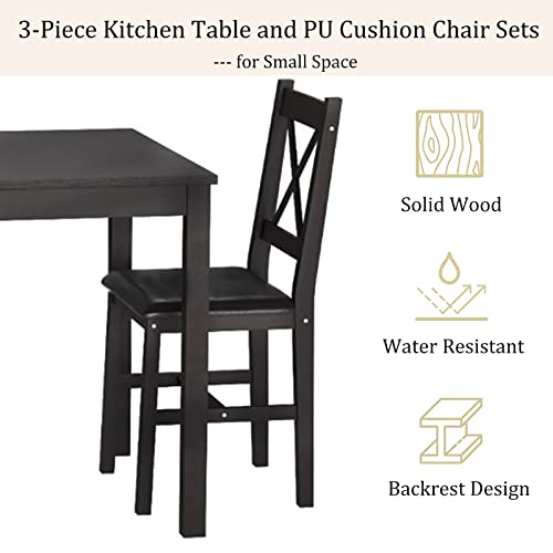 Brown 3 Piece Wooden Dining Table Set O7611