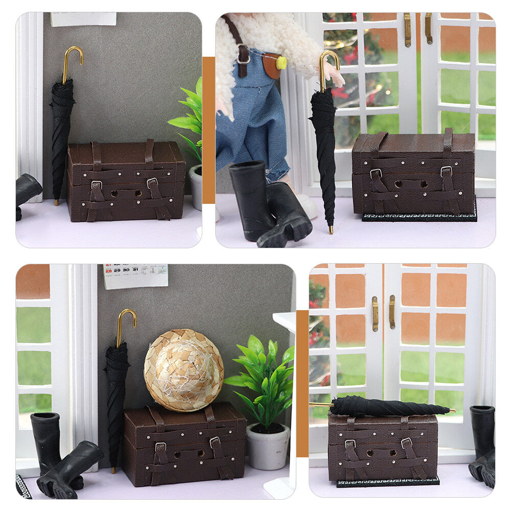 Miniature Shoes for Dollhouse Vintage Models Suitcase Travel Metal Q833