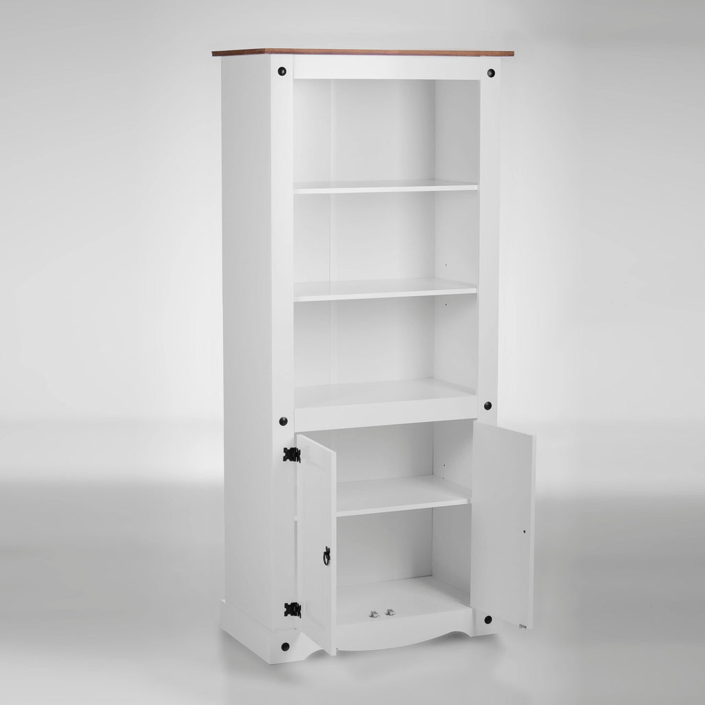 White 2-Door 5-Shelf Wood Bookshelf L3843