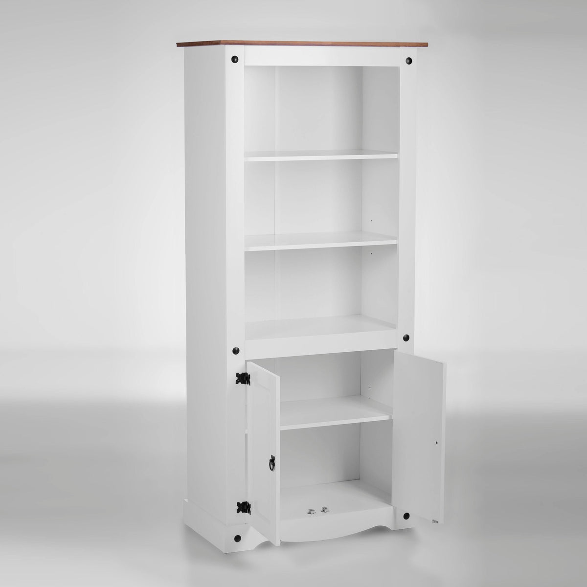 White 2-Door 5-Shelf Wood Bookshelf L3843