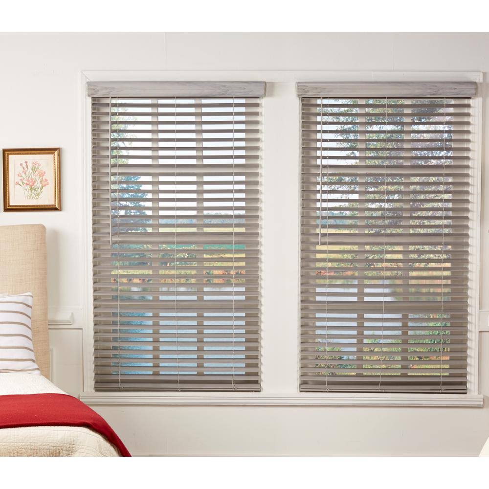 Room Darkening Cordless Faux Wood Blind 64 in. W x 64 in. L G453