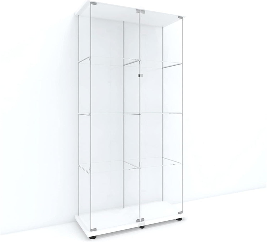 Black 4-Shelf Glass Display Cabinet with Door L232