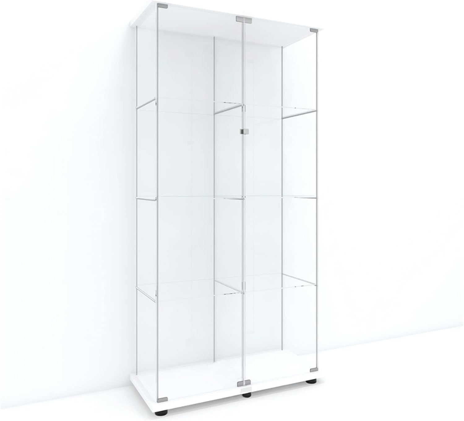 Black 4-Shelf Glass Display Cabinet with Door L232