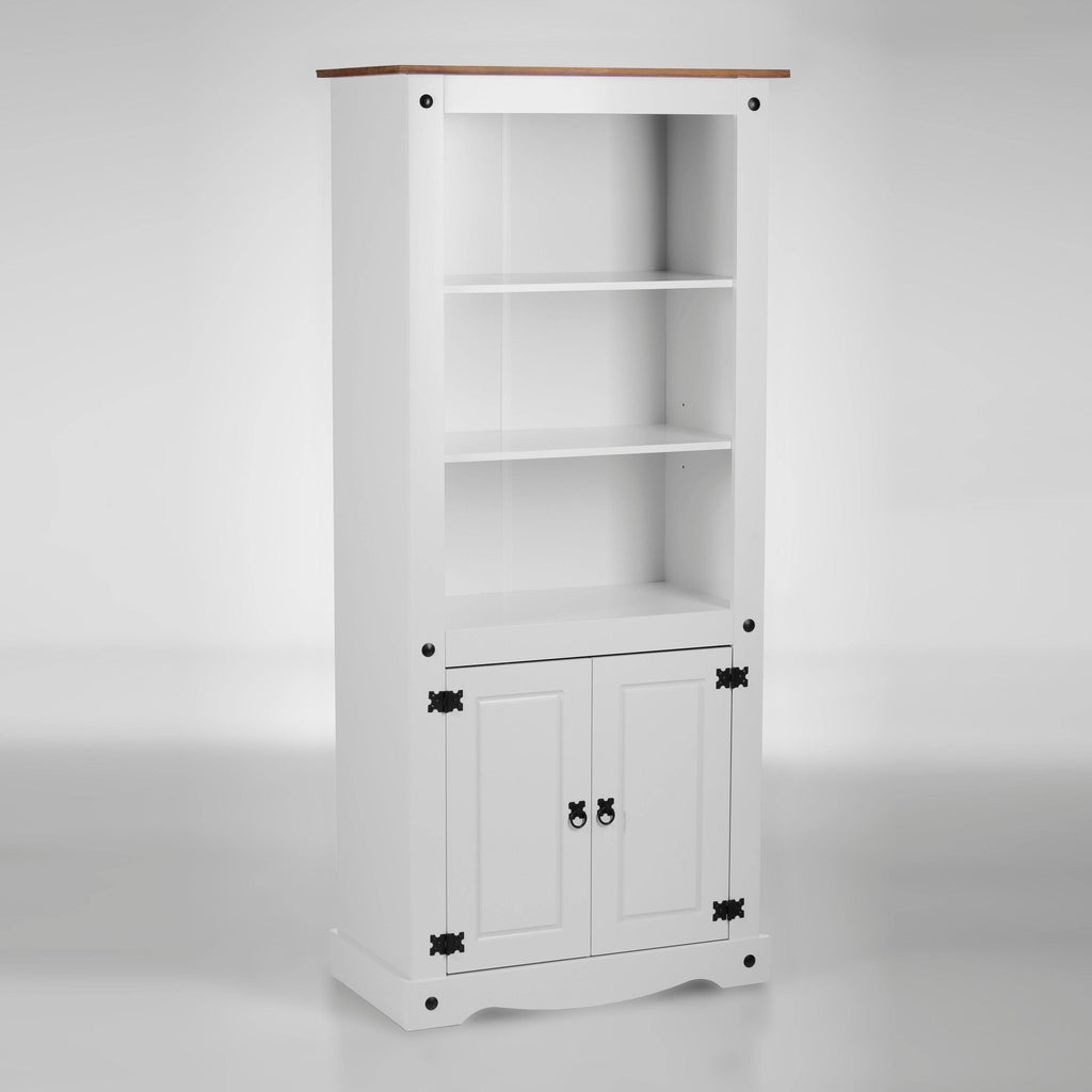 White 2-Door 5-Shelf Wood Bookshelf L3843