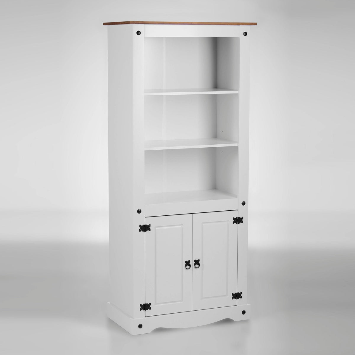 White 2-Door 5-Shelf Wood Bookshelf L3843