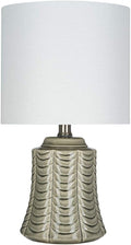 Grey Ceramic Accent Table Lamp with Linen Shade Q734218