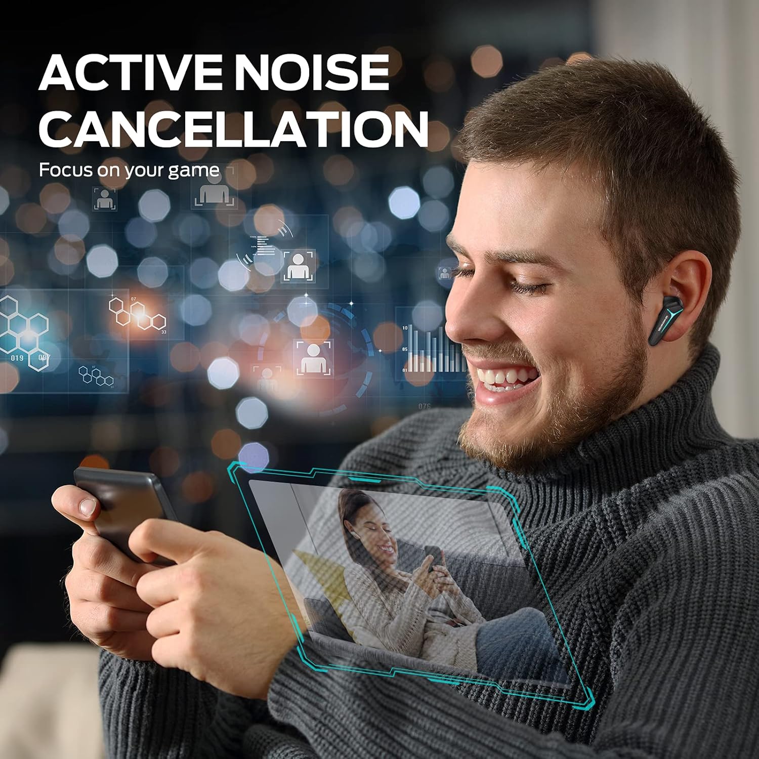 Black Wireless Gaming Earbuds with Mic H781221