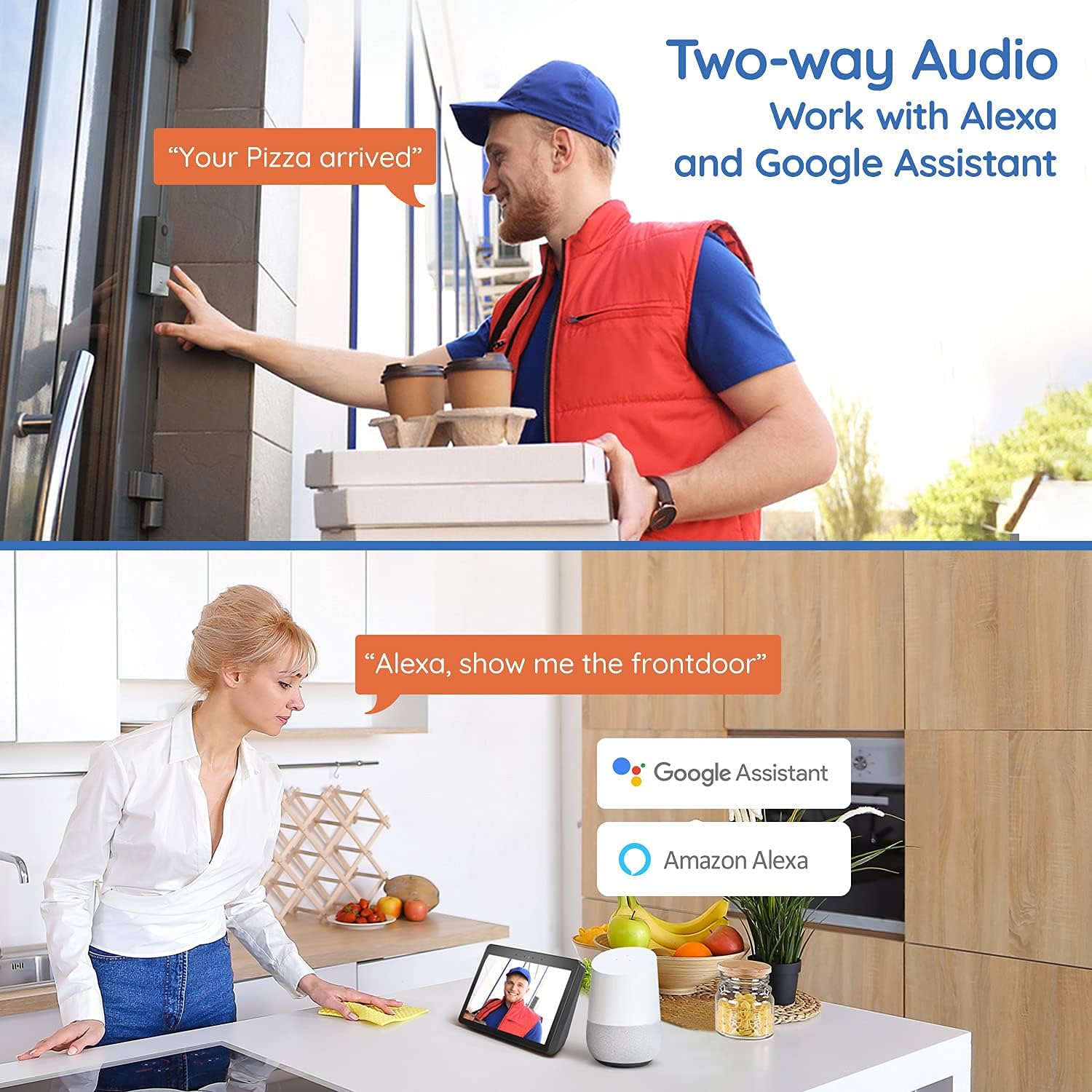 2K/4MP Video Doorbell Camera, 2-Way Audio, Night Vision, IP65 Hardwired E85496