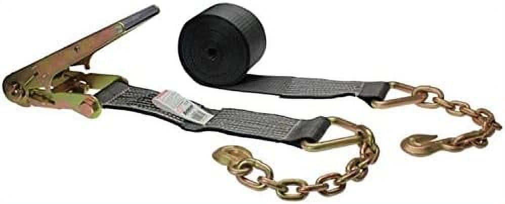 4 Inch X 30 Foot Blackline Ratchet Strap With Chain Extensions I30206