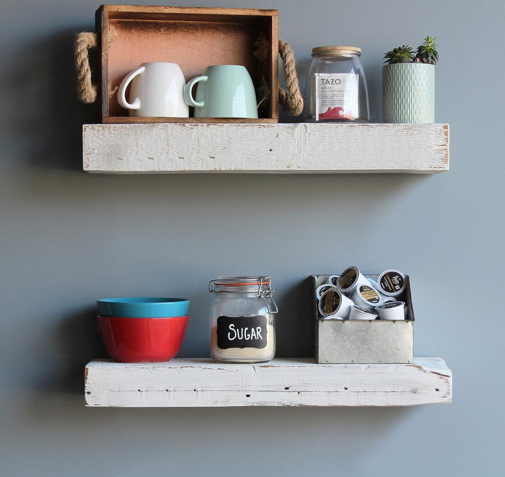 Reclaimed Wood Floating Shelves, Set of Two C3701