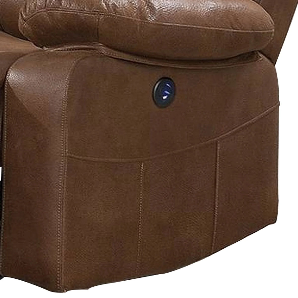 Brown Leatherette Reclining Sofa with USB Port E4912