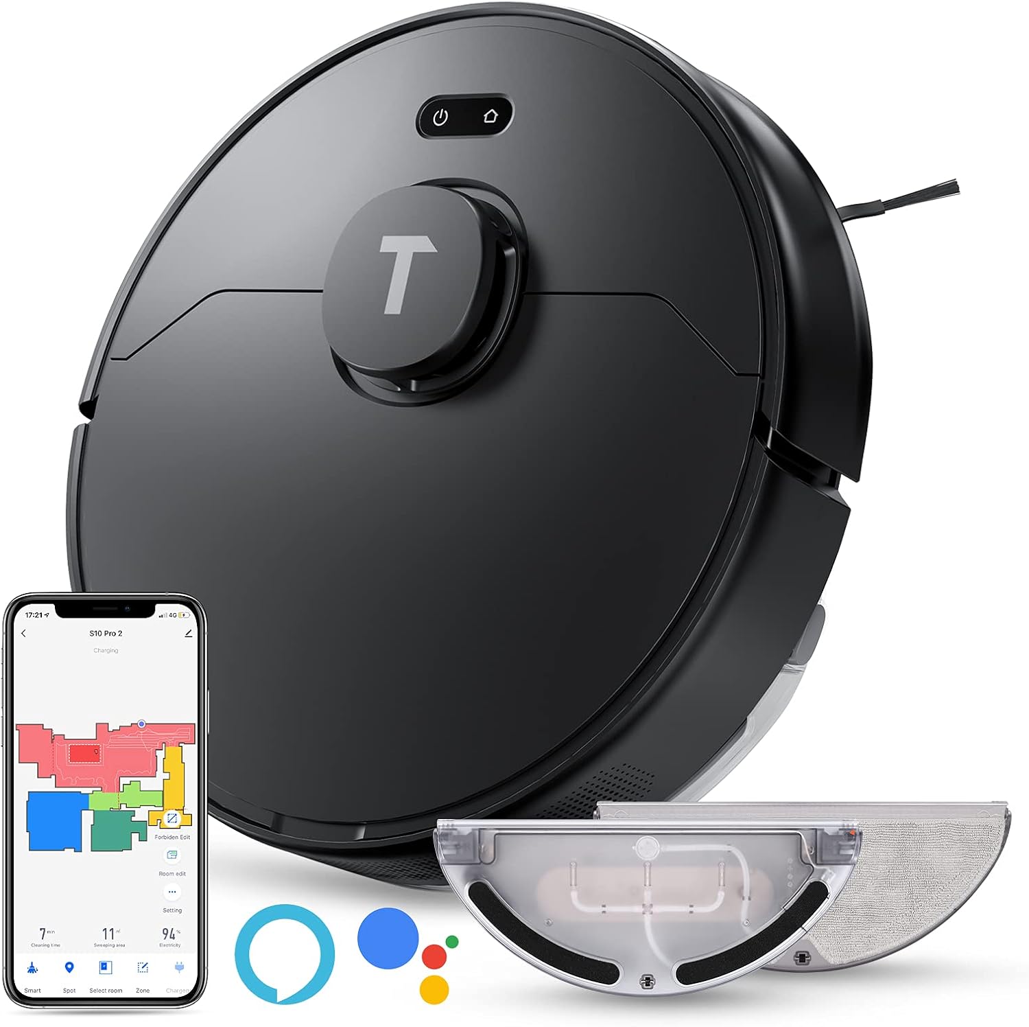 Robot Vacuum and Mop 2-in-1 with Lidar Navigation, 2000Pa Suction, Black H632687