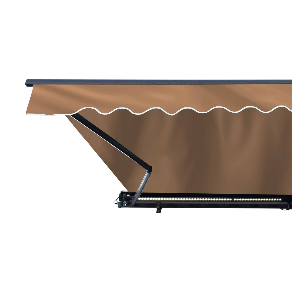 Motorized LED Half Cassette Retractable Awning 10 x 8 Feet, Sand S649