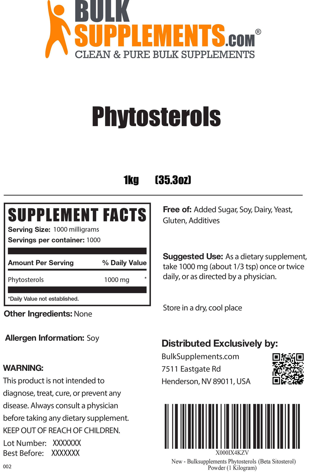 Pure Beta Sitosterol (Phytosterol) Powder (5 Kilogrammes) Y5554