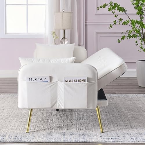 Black Linen Fabric Convertible Futon Sofa Bed with Adjustable Backrest and Metal Legs L475