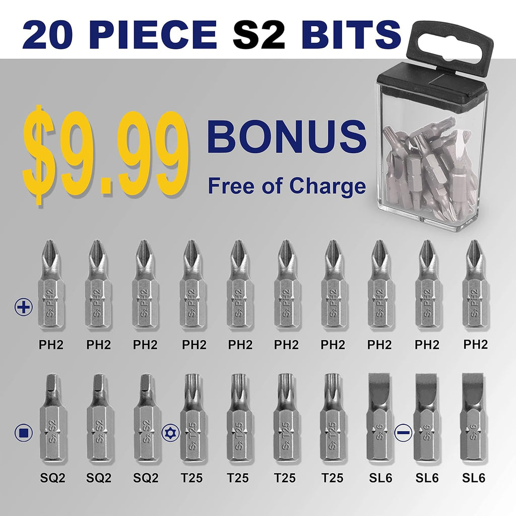 276 Piece Titanium Twist Drill Bit Set with S2 Bits, High Speed Steel D906
