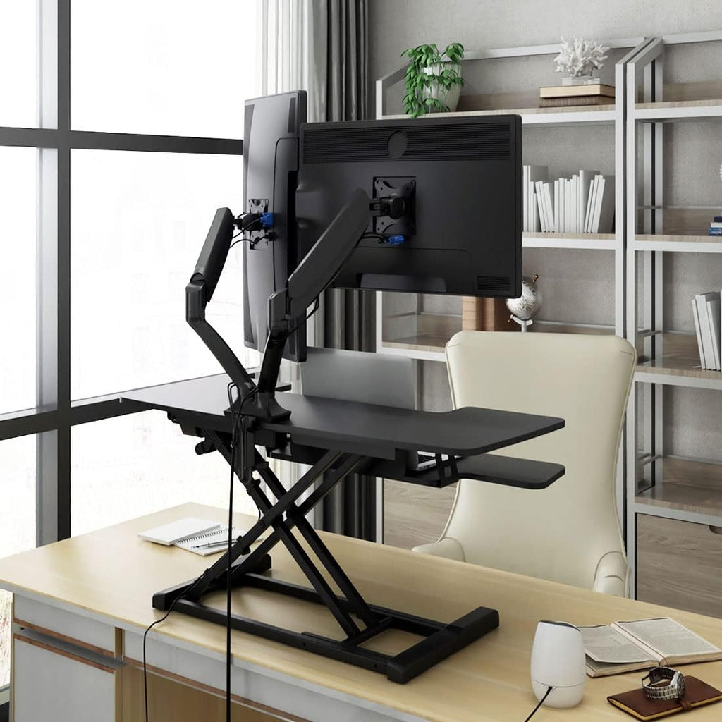 Electric Standing Desk Converter with Quick Release Keyboard Tray B21610