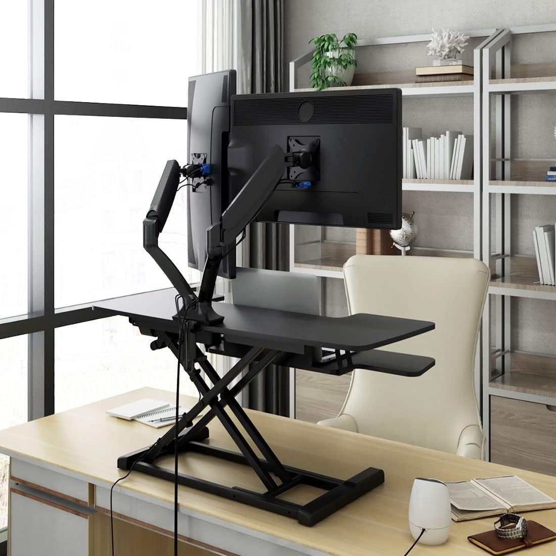 Electric Standing Desk Converter with Quick Release Keyboard Tray B21610