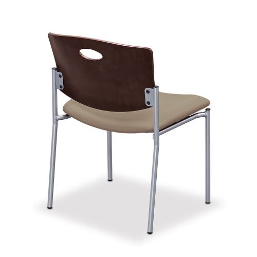 Cherry Wood Back Carbon Vinyl Seat Silver Frame ExtraWide Chair Without Arms U3574