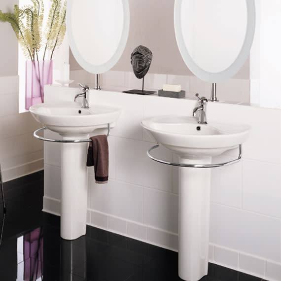 White Wall-Mounted Pedestal Lavatory Top with Single Faucet Hole G74729