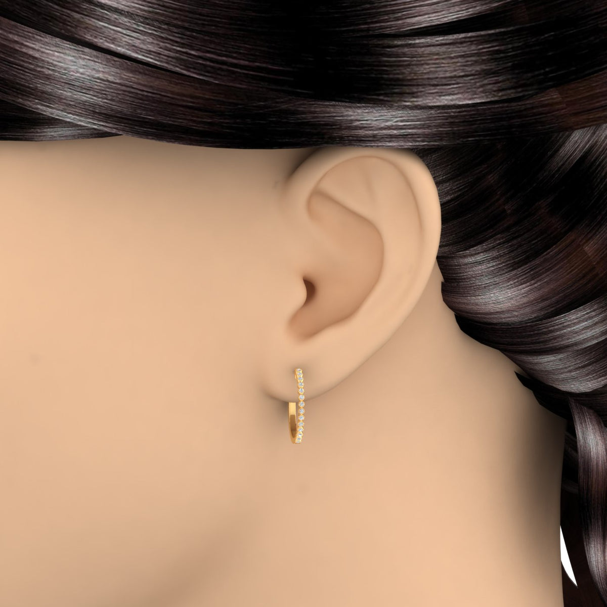 10K Yellow Gold Diamond Hoop Earrings V80543