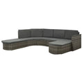 4 Piece Poly Rattan Gray Outdoor Sectional Sofa Set with Cushions E981509