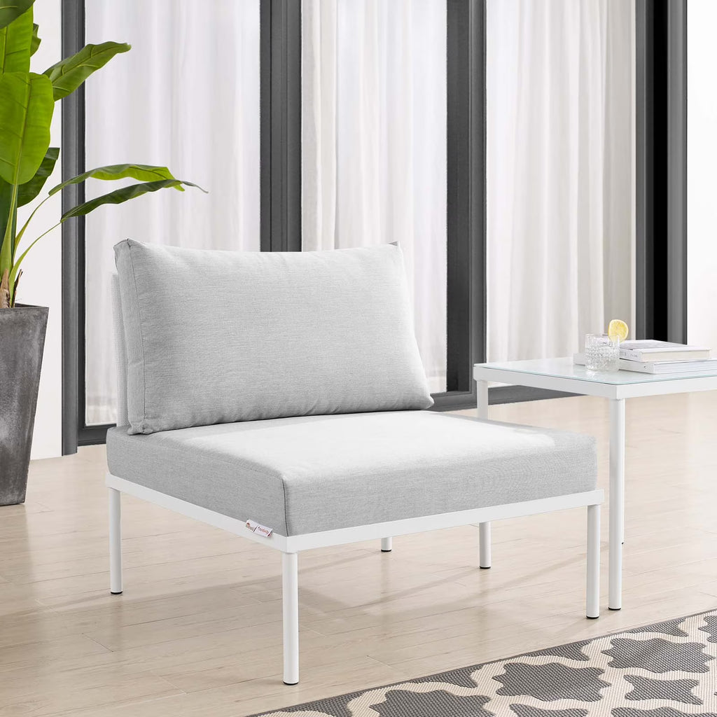 White Gray Aluminum Armless Patio Chair C986