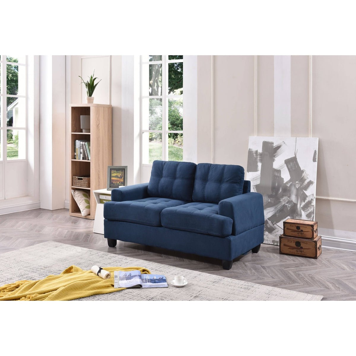 Navy Blue Loveseat X4262