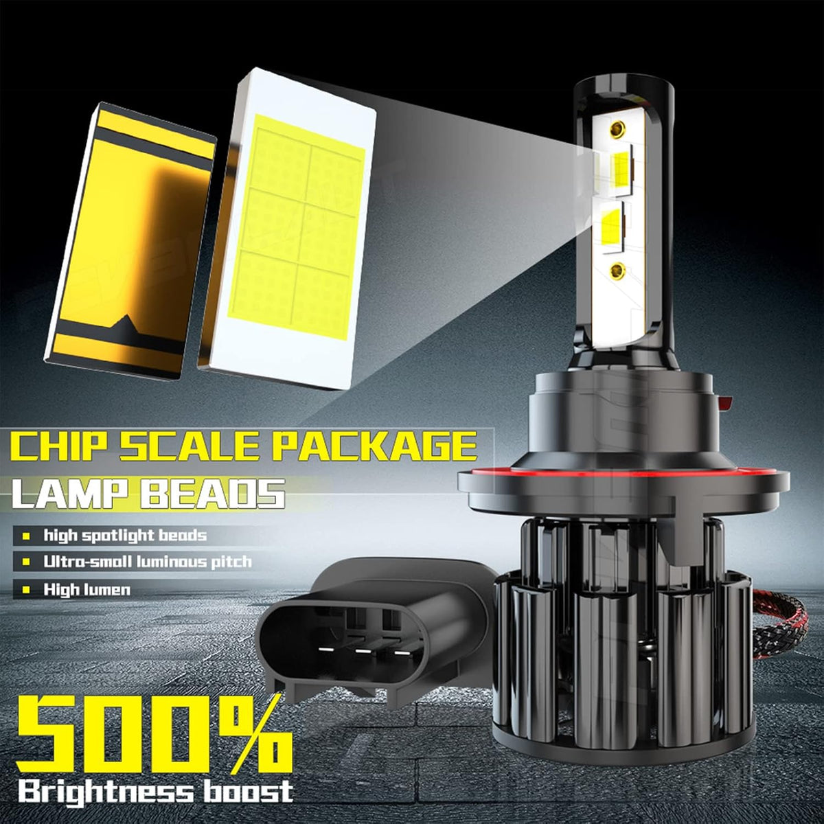 9008 High Low Beam and 9005 Fog Light LED Bulbs Kit, 60W 10000LM 6000K White, Pack of 4 Pack of 2 Y631