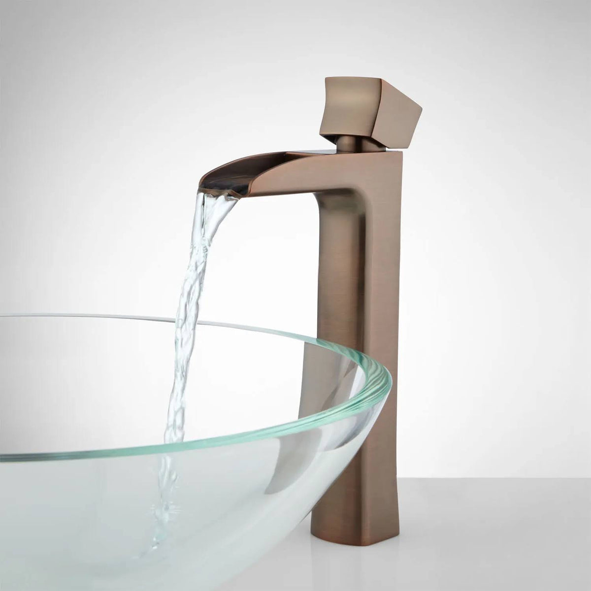Brushed Nickel Single Hole Waterfall Vessel Bathroom Faucet with Pop-Up Drain Assembly R22746
