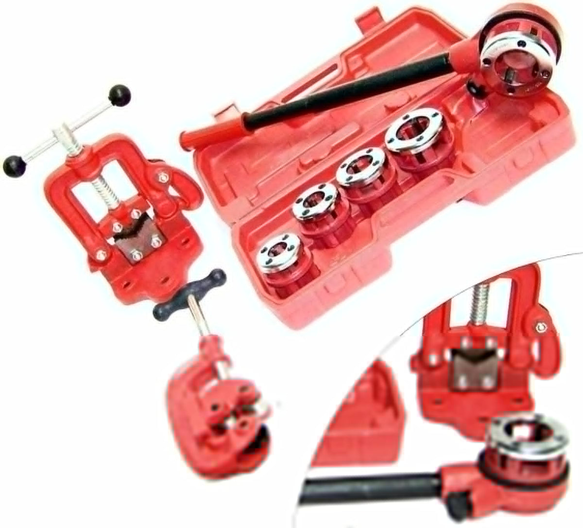 Ratchet Pipe Threader Kit Set, 3/8", 1/2", 3/4", 1", 1-1/4", Manual Ratcheting Pipe Threading Tool Set (5 Size) X86852