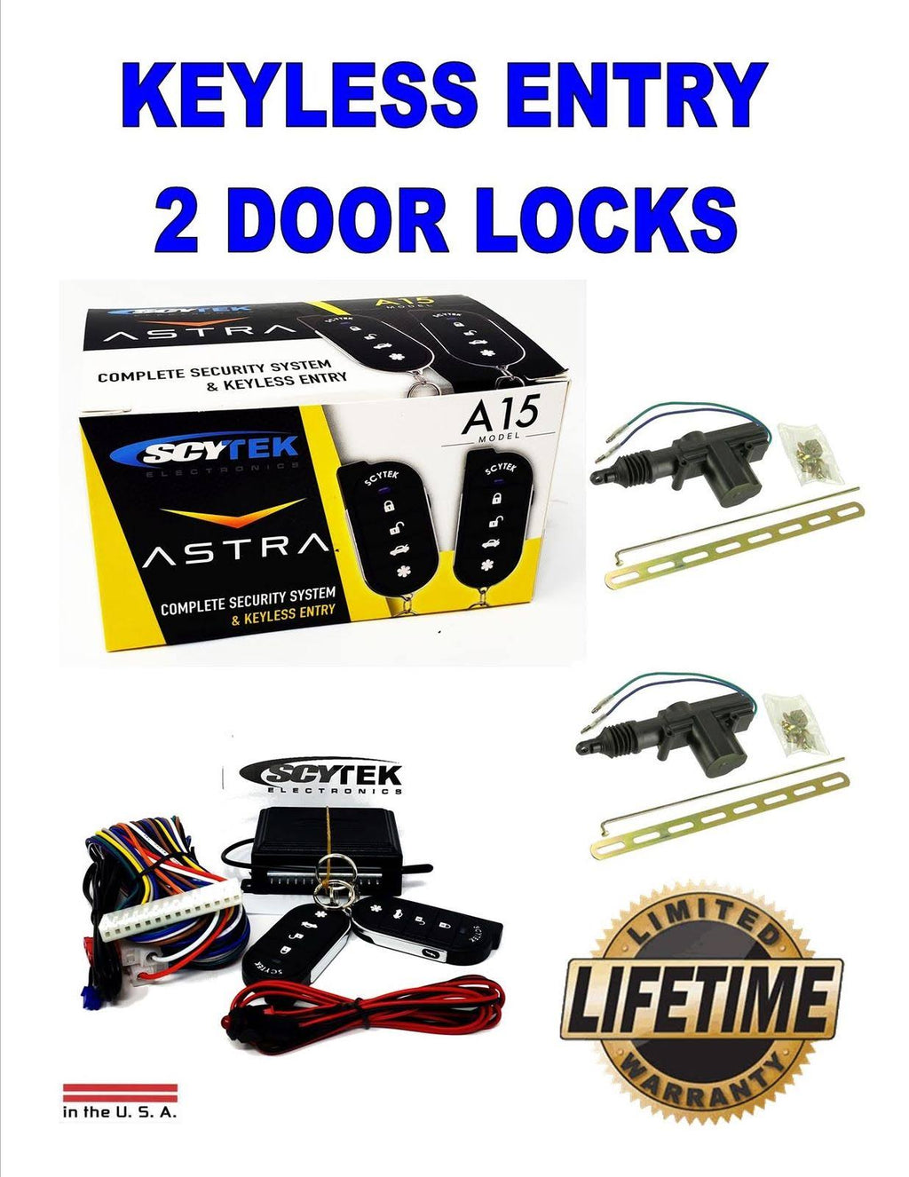 Keyless Entry Car Alarm Security System, 2 Key 2 Door Locks Y828