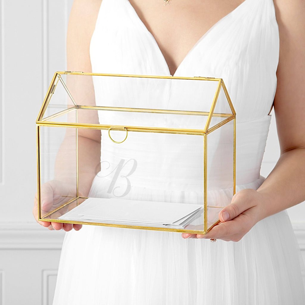 Gold Wedding Glass Terrarium Card Holder O287679