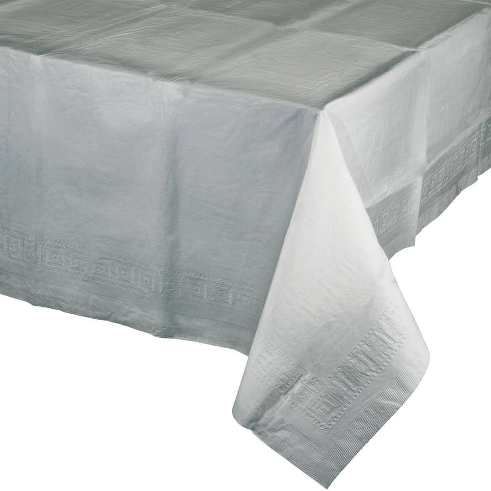 Shimmering Silver Solid Tissue/Poly Tablecover 54 x 108 (Case of 24) N6439