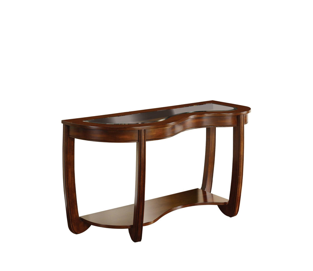 Sofa Table with 5mm Beveled Glass Top, Dark Cherry Finish R9821