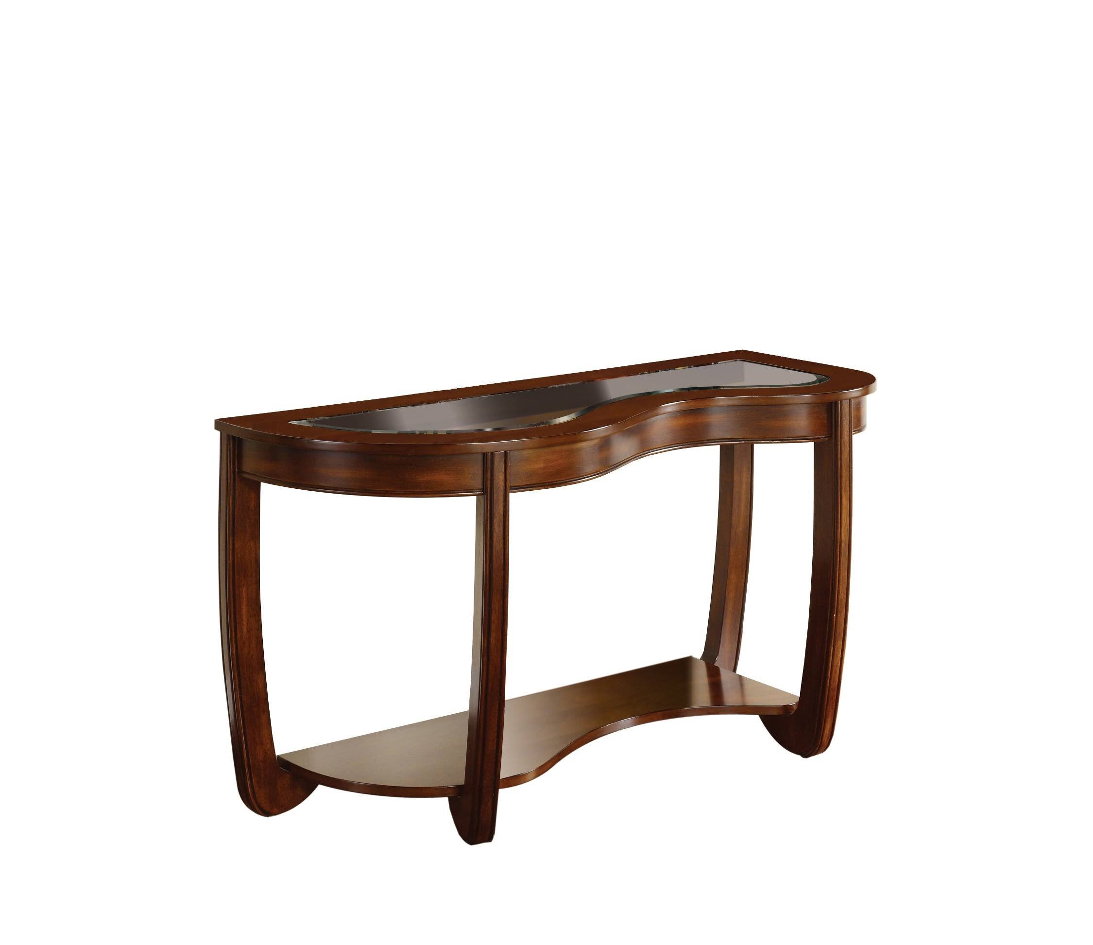 Sofa Table with 5mm Beveled Glass Top, Dark Cherry Finish R9821