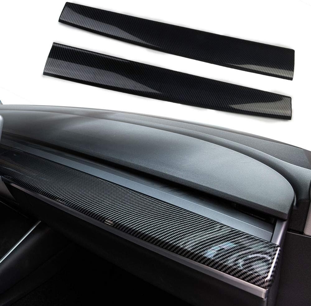2Pcs Carbon Fiber Look Dashboard Panel Trim for Tesla Model 3 Model Y Q4387