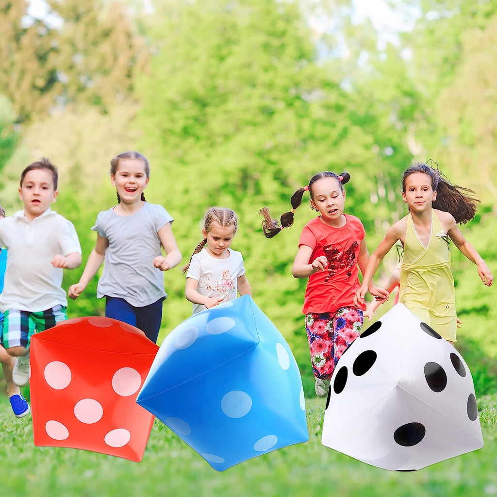 3 Pcs 11.8 inch Jumbo Inflatable Giant Dice (White+Blue+Red) L203