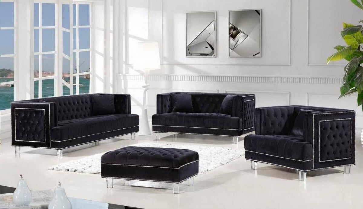 Black Velvet Fabric Acrylic Legs Set 3 Pcs X83278