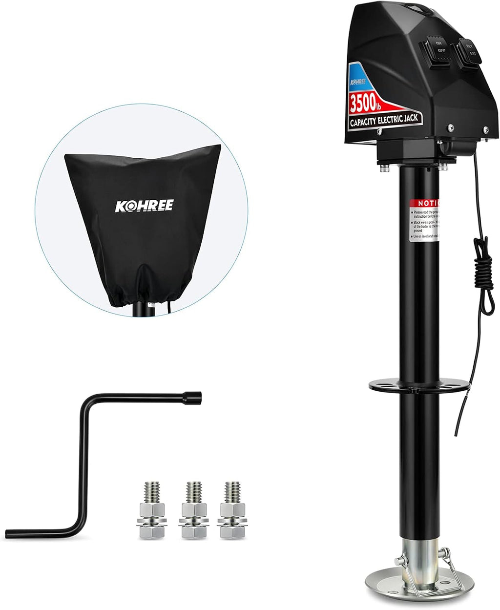 Electric Trailer Jack 3500lbs, 22 Lift, 12V DC, Black N501962