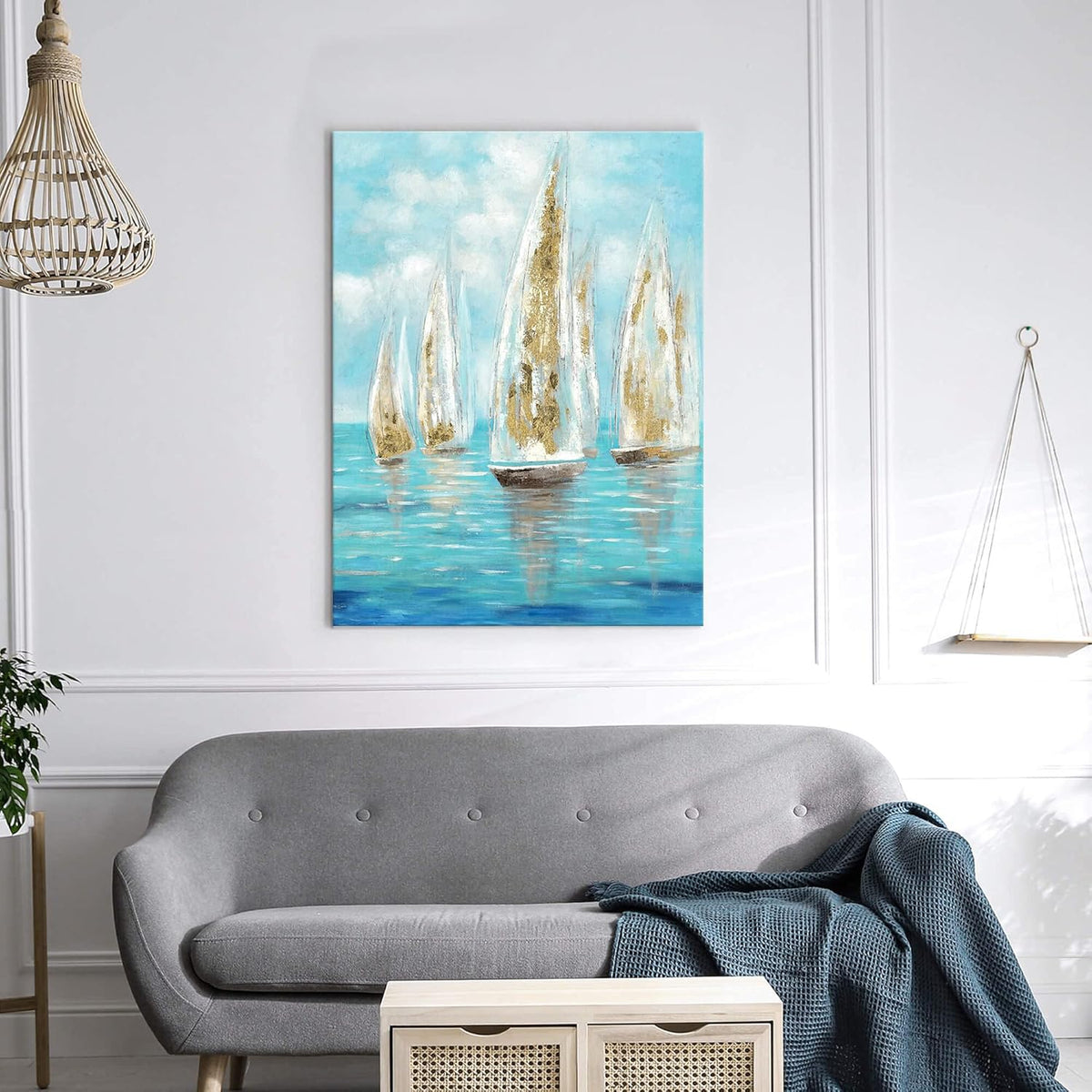 36 x 24 Hand-Painted Textured Canvas Wall Art U5044