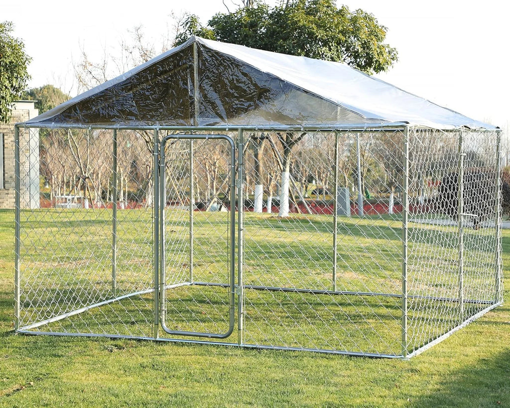 118'' L x 118'' W x 83'' H Galvanized Steel Dog Kennel with Lockable Door Q30862