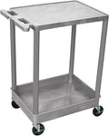 Gray 2 Shelves Flat Top & Tub Bottom Shelf Cart V89626