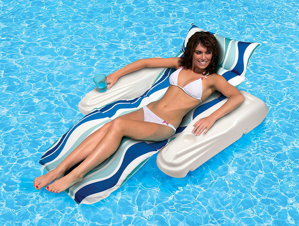 Blue Adjustable 1-Person Floating Pool Chaise Lounge M2114
