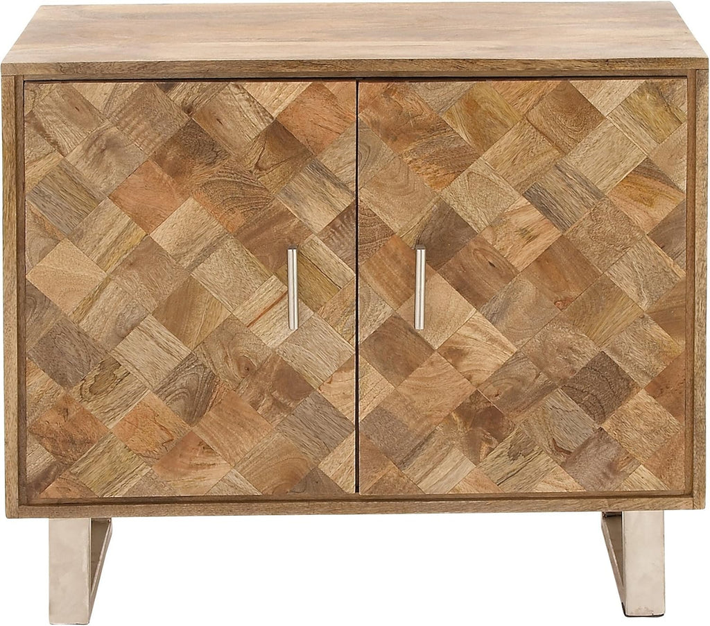 Wood And Metal Cabinet, Brown/Gray F189