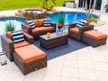 6-Piece Resin Wicker Outdoor Patio Furniture Lounge Sofa Set with Loveseat, Two Armchairs, Two Ottomans, and Coffee Table E1898