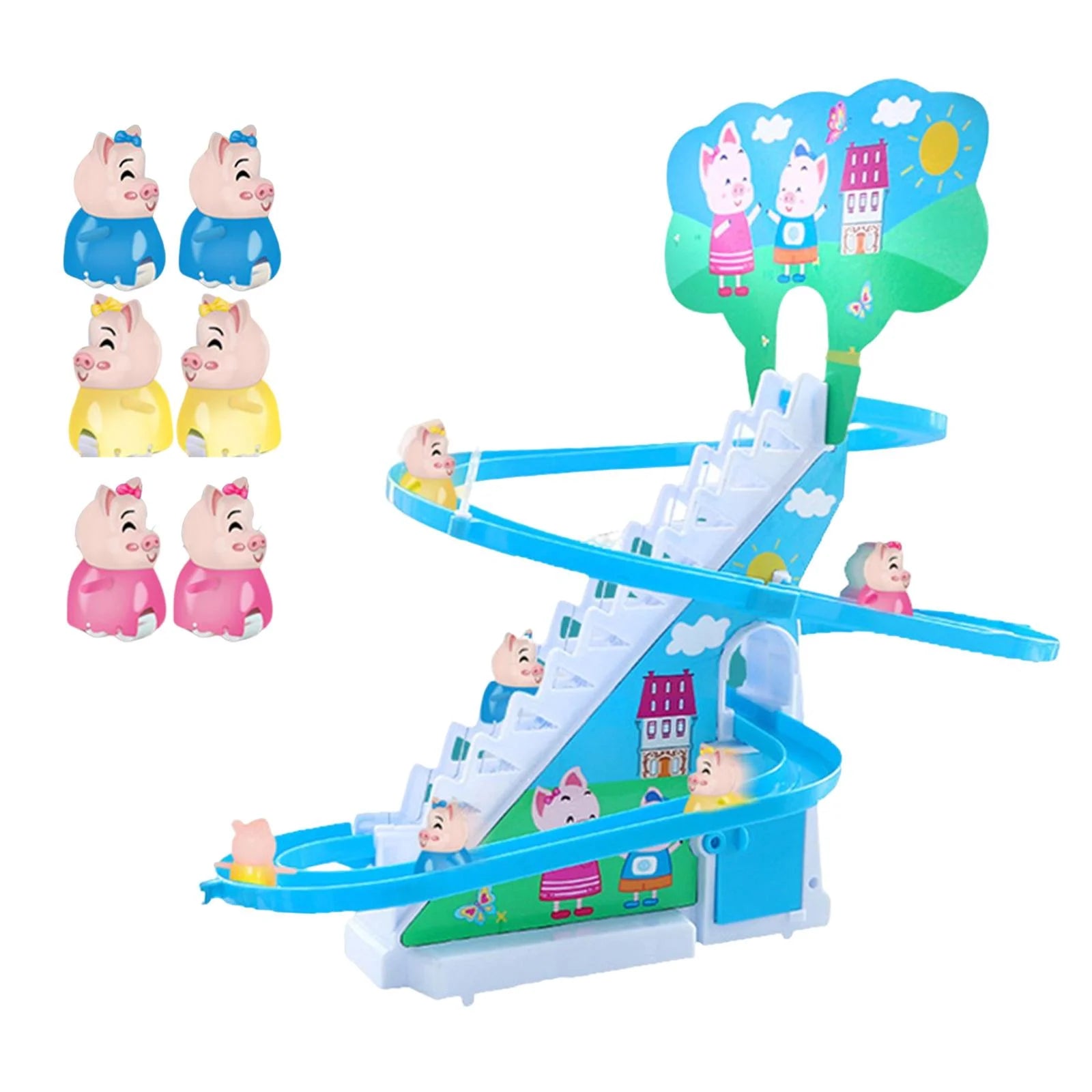 6 Pigs Electric Pig Climbing Stair Toy with LED Lights M192
